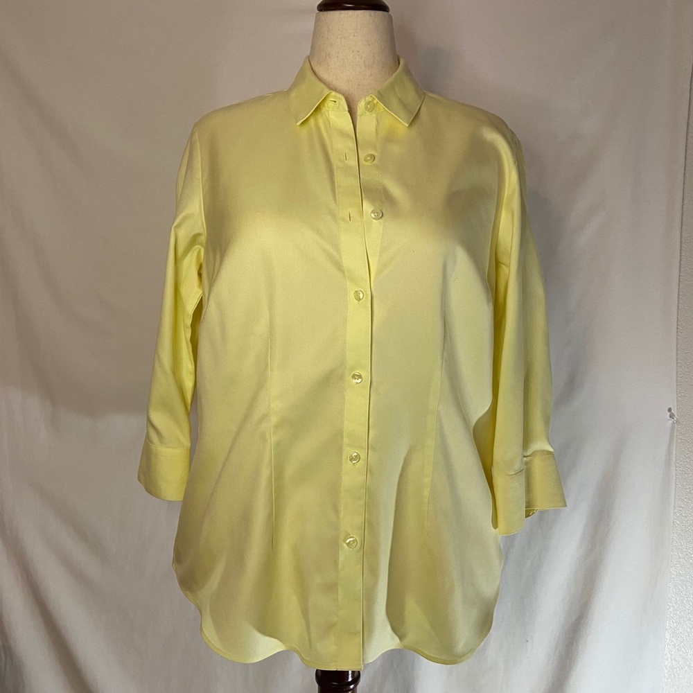 Coldwater Creek Button Down Collared Shirt in Lemon Yellow Size XL (16)